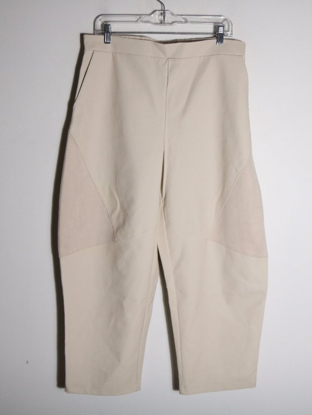 Parker Faux Leather Suede Barrel Pants Womens Large Ivory High Rise